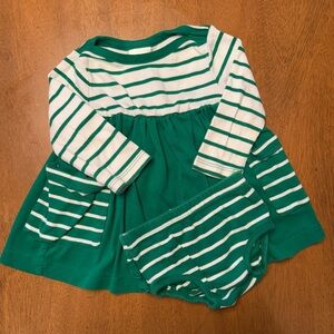 Hanna Andersson Green and White Striped Kids Dress
